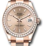Rolex Everose Gold Datejust 31 Watch – Diamond Bezel – Rose Index Dial – Oyster Bracelet – 278285RBR