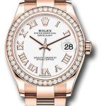 Rolex Everose Gold Datejust 31 Watch – Diamond Bezel – White Roman Dial – Oyster Bracelet – 278285RBR