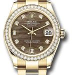 Rolex Yellow Gold Datejust 31 Watch – Diamond Bezel – Dark Mother-of-Pearl Diamond Dial – Oyster Bracelet – 278288RBR dkmdo