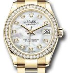 Rolex Yellow Gold Datejust 31 Watch – Diamond Bezel – Mother-of-Pearl Diamond Dial – Oyster Bracelet – 278288RBR