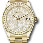Rolex Yellow Gold Datejust 31 Watch – Diamond Bezel – Paved Mother-of-Pearl Butterfly Dial – President Bracelet – 278288RBR pmopbp