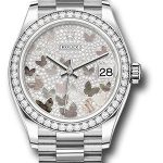 Rolex White Gold Datejust 31 Watch – Diamond Bezel – Diamond Paved Butterfly Dial – President Bracelet – 278289RBR pmopbp
