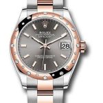 Rolex Steel and Everose Gold Datejust 31 Watch – 24 Diamond Bezel – Dark Rhodium Index Dial – Oyster Bracelet – 278341RBR dkrhio