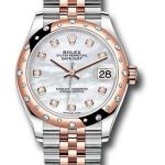Rolex Steel and Everose Gold Datejust 31 Watch – 24 Diamond Bezel – Silver Diamond Dial – Jubilee Bracelet – 278341RBR