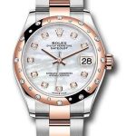 Rolex Steel and Everose Gold Datejust 31 Watch – 24 Diamond Bezel – Silver Diamond Dial – Oyster Bracelet – 278341RBR