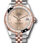 Rolex Steel and Everose Gold Datejust 31 Watch – 24 Diamond Bezel – Dark Rhodium Index Dial – Jubilee Bracelet – 278341RBR