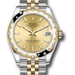 Rolex Steel and Yellow Gold Datejust 31 Watch – Domed Diamond Bezel – Champagne Index Dial – Jubilee Bracelet – 278343