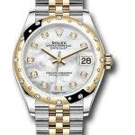 Rolex Steel and Yellow Gold Datejust 31 Watch – Domed Diamond Bezel – Mother-of-Pearl Diamond Dial – Jubilee Bracelet – 278343
