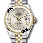 Rolex Steel and Yellow Gold Datejust 31 Watch – Domed Diamond Bezel – Silver Diamond Roman Six Dial – Jubilee Bracelet – 278343 sdr6j