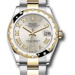 Rolex Steel and Yellow Gold Datejust 31 Watch – Domed Diamond Bezel – Silver Diamond Roman Six Dial – Oyster Bracelet – 278343 sdr6o