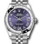 Rolex Steel and White Gold Datejust 31 Watch – Domed 24 Diamond Bezel – Aubergine Roman Diamond 6 Dial – Jubilee Bracelet – 2020 Release – 278344RBR aubdr6j