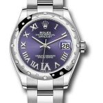 Rolex Steel and White Gold Datejust 31 Watch – Domed 24 Diamond Bezel – Aubergine Roman Diamond 6 Dial – Oyster Bracelet – 2020 Release – 278344RBR aubdr6o