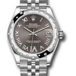Rolex Steel and White Gold Datejust 31 Watch – Domed 24 Diamond Bezel – Dark Grey Roman Diamond 6 Dial – Jubilee Bracelet – 2020 Release – 278344RBR dkgdr6j