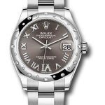 Rolex Steel and White Gold Datejust 31 Watch – Domed 24 Diamond Bezel – Dark Grey Roman Diamond 6 Dial – Oyster Bracelet – 2020 Release – 278344RBR dkgdr6o