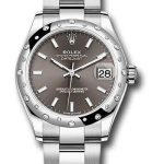 Rolex Steel and White Gold Datejust 31 Watch – Domed 24 Diamond Bezel – Dark Grey Index Dial – Oyster Bracelet – 2020 Release – 278344RBR dkgio