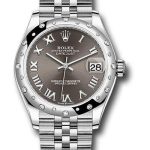 Rolex Steel and White Gold Datejust 31 Watch – Domed 24 Diamond Bezel – Dark Grey Roman Dial – Jubilee Bracelet – 2020 Release – 278344RBR dkgrj