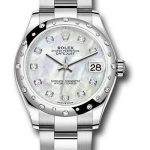 Rolex Steel and White Gold Datejust 31 Watch – Domed 24 Diamond Bezel – White Mother-Of-Pearl Diamond Dial – Oyster Bracelet – 2020 Release – 278344RBR