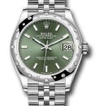 Rolex Steel and White Gold Datejust 31 Watch – Domed 24 Diamond Bezel – Mint Green Index Dial – Jubilee Bracelet – 2020 Release – 278344RBR