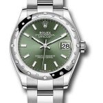 Rolex Steel and White Gold Datejust 31 Watch – Domed 24 Diamond Bezel – Mint Green Index Dial – Oyster Bracelet – 2020 Release – 278344RBR
