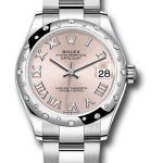 Rolex Steel and White Gold Datejust 31 Watch – Domed 24 Diamond Bezel – Pink Roman Dial – Oyster Bracelet – 2020 Release – 278344RBR