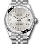 Rolex Steel and White Gold Datejust 31 Watch – Domed 24 Diamond Bezel – Silver Diamond Dial – Jubilee Bracelet – 2020 Release – 278344RBR