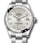 Rolex Steel and White Gold Datejust 31 Watch – Domed 24 Diamond Bezel – Silver Diamond Dial – Oyster Bracelet – 2020 Release – 278344RBR