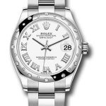 Rolex Steel and White Gold Datejust 31 Watch – Domed 24 Diamond Bezel – White Roman Dial – Oyster Bracelet – 2020 Release – 278344RBR