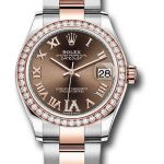 Rolex Steel and Everose Gold Datejust 31 Watch – 46 Diamond Bezel – Chocolate Diamond Roman VI Dial – Oyster Bracelet – 278381RBR chodr6o