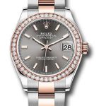 Rolex Steel and Everose Gold Datejust 31 Watch – 46 Diamond Bezel – Dark Rhodium Index Dial – Oyster Bracelet – 278381RBR dkrhio