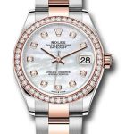 Rolex Steel and Everose Gold Datejust 31 Watch – 46 Diamond Bezel – Mother-of-Pearl Diamond Dial – Oyster Bracelet – 278381RBR