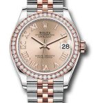 Rolex Steel and Everose Gold Datejust 31 Watch – 46 Diamond Bezel – Rose Roman Dial – Jubilee Bracelet – 278381RBR