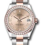 Rolex Steel and Everose Gold Datejust 31 Watch – 46 Diamond Bezel – Rose Roman Dial – Oyster Bracelet – 278381RBR