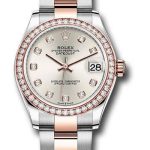 Rolex Steel and Everose Gold Datejust 31 Watch – 46 Diamond Bezel – Silver Diamond Dial – Oyster Bracelet – 278381RBR