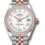 Rolex Steel and Everose Gold Datejust 31 Watch – 46 Diamond Bezel – White Roman Dial – Jubilee Bracelet – 278381RBR