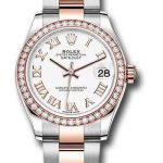 Rolex Steel and Everose Gold Datejust 31 Watch – 46 Diamond Bezel – White Roman Dial – Oyster Bracelet – 278381RBR