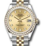 Rolex Steel and Yellow Gold Datejust 31 Watch – Diamond Bezel – Champagne Diamond Dial – Jubilee Bracelet – 278383RBR
