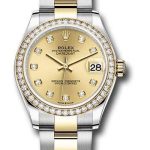 Rolex Steel and Yellow Gold Datejust 31 Watch – Diamond Bezel – Champagne Diamond Dial – Oyster Bracelet – 278383RBR