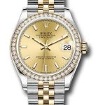 Rolex Steel and Yellow Gold Datejust 31 Watch – Diamond Bezel – Champagne Index Dial – Jubilee Bracelet – 278383RBR