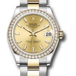 Rolex Steel and Yellow Gold Datejust 31 Watch – Diamond Bezel – Champagne Index Dial – Oyster Bracelet – 278383RBR