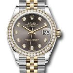 Rolex Steel and Yellow Gold Datejust 31 Watch – Diamond Bezel – Dark Grey Diamond Dial – Jubilee Bracelet – 278383RBR dkgdj