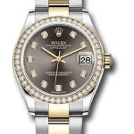 Rolex Steel and Yellow Gold Datejust 31 Watch – Diamond Bezel – Dark Grey Diamond Dial – Oyster Bracelet – 278383RBR dkgdo
