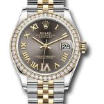 Rolex Steel and Yellow Gold Datejust 31 Watch – Diamond Bezel – Dark Grey Diamond Roman Six Dial – Jubilee Bracelet – 278383RBR dkgdr6j