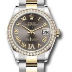 Rolex Steel and Yellow Gold Datejust 31 Watch – Diamond Bezel – Dark Grey Diamond Roman Six Dial – Oyster Bracelet – 278383RBR dkgdr6o