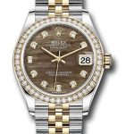 Rolex Steel and Yellow Gold Datejust 31 Watch – Diamond Bezel – Dark Mother-of-Pearl Diamond Dial – Jubilee Bracelet – 278383RBR dkmdj