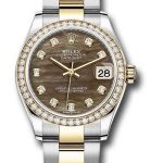 Rolex Steel and Yellow Gold Datejust 31 Watch – Diamond Bezel – Dark Mother-of-Pearl Diamond Dial – Oyster Bracelet – 278383RBR dkmdo