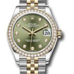 Rolex Steel and Yellow Gold Datejust 31 Watch – Diamond Bezel – Olive Green Diamond Dial – Jubilee Bracelet – 278383RBR