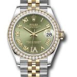Rolex Steel and Yellow Gold Datejust 31 Watch – Diamond Bezel – Olive Green Diamond Roman Six Dial – Jubilee Bracelet – 278383RBR ogdr6j