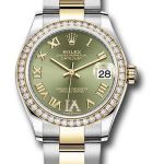 Rolex Steel and Yellow Gold Datejust 31 Watch – Diamond Bezel – Olive Green Diamond Roman Six Dial – Oyster Bracelet – 278383RBR ogdr6o