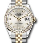Rolex Steel and Yellow Gold Datejust 31 Watch – Diamond Bezel – Silver Diamond Dial – Jubilee Bracelet – 278383RBR
