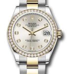 Rolex Steel and Yellow Gold Datejust 31 Watch – Diamond Bezel – Silver Diamond Dial – Oyster Bracelet – 278383RBR